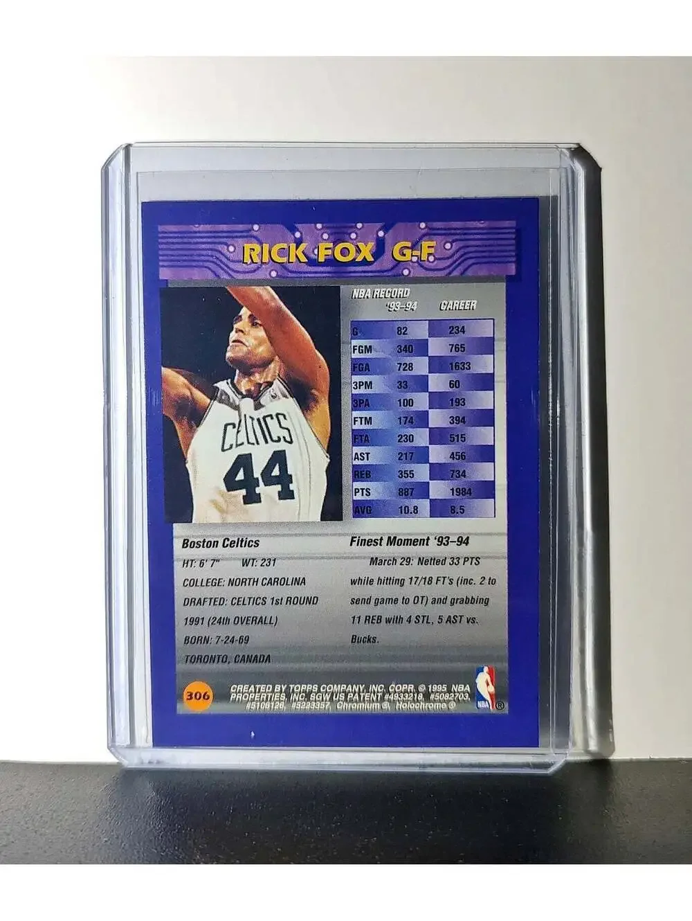 Rick Fox 1994-95 Topps Finest #306 Basketball Card